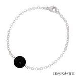Bracelet argenté à perle d'onyx noir 10mm en pierre naturelle et acier chirurgical