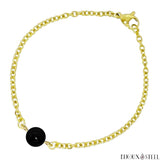 Bracelet doré à perle d'onyx noir 8mm en pierre naturelle et acier inoxydable