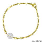 Bracelet à perle de cristal de roche 10mm et sa chaîne dorée en acier chirurgical