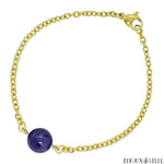 Bracelet à perle de dumortiérite 10mm et sa chaîne dorée en acier chirurgical