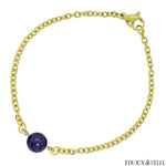 Bracelet à perle de dumortiérite 8mm et sa chaîne dorée en acier inoxydable