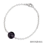 Bracelet à perle de merlinite mystique 10mm en pierre naturelle et sa chaîne argentée en acier inoxydable