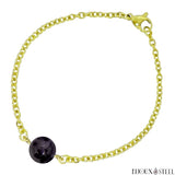 Bracelet à perle de merlinite mystique 10mm en pierre naturelle et sa chaîne dorée en acier inoxydable