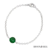 Bracelet à perle de jade de Malaisie 8mm et sa chaîne argentée en acier inoxydable