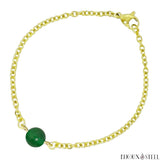 Bracelet à perle de jade de Malaisie 8mm et sa chaîne dorée en acier inoxydable