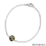 Bracelet à perle de jaspe dalmatien 8mm en acier inoxydable argenté