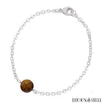 Bracelet à perle de jaspe éléphant 8mm sur sa chaîne argentée en acier inoxydable