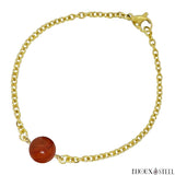 Bracelet à perle de jaspe rouge 10mm en acier inoxydable doré