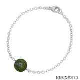 Bracelet à perle de labradorite 10mm et sa chaîne argentée en acier inoxydable