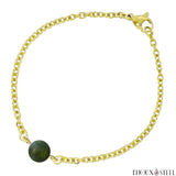 Bracelet à perle de labradorite 8mm et sa chaîne dorée en acier inoxydable