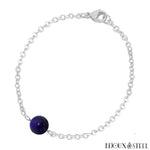 Bracelet à perle de lapis lazuli 8mm et sa chaîne argentée en acier inoxydable