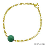 Bracelet à perle de malachite 10mm en acier inoxydable doré