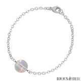 Bracelet à perle de quartz angel aura 10mm et sa chaîne argentée en acier inoxydable