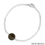 Bracelet à perle de quartz fumé 10mm en acier inoxydable argenté