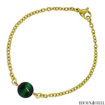Bracelet doré à perle d'oeil de tigre vert 10mm en acier inoxydable