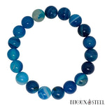 Bracelet en perles d'agate bleue 10mm 