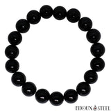 Bracelet à perles d'onyx noir 10mm en pierre naturelle