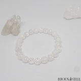 Bracelet à perles de quartz ou cristal de roche craquelé en pierre naturelle 8mm