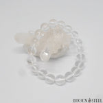 Bracelet à perles de quartz ou cristal de roche en pierre naturelle 10mm