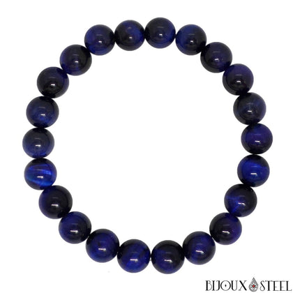 Bracelet en perles d'oeil de tigre bleu 8mm