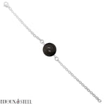 Bracelet argenté à perle d'obsidienne argentée 10mm en pierre naturelle et acier inoxydable