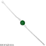Bracelet argenté à perle de jade de Malaisie