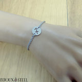 Bracelet argenté signe astrologique du sagittaire en acier chirurgical