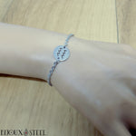 Bracelet argenté signe astrologique du verseau en acier chirurgical
