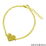 Bracelet coeur doré à prénom arabe personnalisé en acier inoxydable