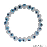 Bracelet de perles blanches 8mm mauvais oeil protection talisman grec et turc