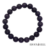 Bracelet élastique en perles de pierre du soleil bleue synthétiques 10mm en verre