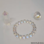 Bracelet de perles et pierre polie en quartz angel aura 10mm en pierre naturelle lithothérapie