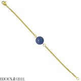 Bracelet doré à perle d'aventurine bleue 8mm en pierre naturelle et acier chirurgical