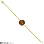 Bracelet doré à perle de jaspe Mariam 10mm en pierre naturelle et acier inoxydable