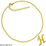 Bracelet doré à lettre H initiale en acier inoxydable