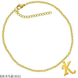 Bracelet doré à lettre K initiale en acier inoxydable