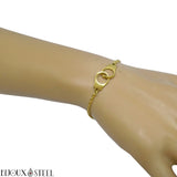 Bracelet doré paire de menottes en acier inoxydable