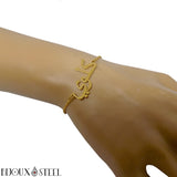 Bracelet doré personnalisable à prénom arabe en acier inoxydable