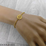 Bracelet femme doré à signe astrologique de la balance en acier chirurgical