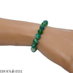 Bracelet élastique à perles d'agate verte 8mm en pierre naturelle teintée