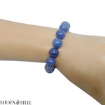 Bracelet élastique à perles d'aventurine bleue 10mm en pierre naturelle
