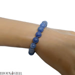 Bracelet élastique à perles d'aventurine bleue 8mm en pierre naturelle