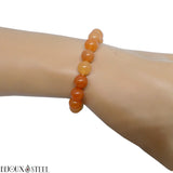 Bracelet élastique à perles d'aventurine orange en pierre naturelle