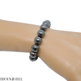 Bracelet élastique à perles d'hématite 10mm en pierre naturelle