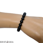 Bracelet élastique à perles d'onyx noir 8mm en pierre naturelle