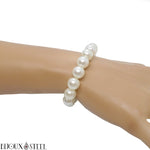 Bracelet élastique de perles blanches nacrées 10mm