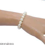 Bracelet élastique de perles blanches nacrées 8mm