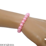 Bracelet élastique en perles roses nacrées 8mm