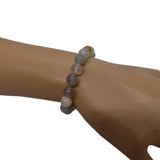 Bracelet élastique en perles d'agate grise 8mm en pierre naturelle