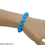 Bracelet élastique en perles d'oeil de chat bleu 10mm en verre